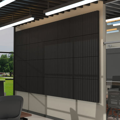 Corrugated acoustic tile in Obsidian™ featured in an office environment